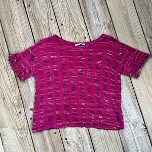 Zara Women's Pink Mixed Thread Cropped Top Size S
